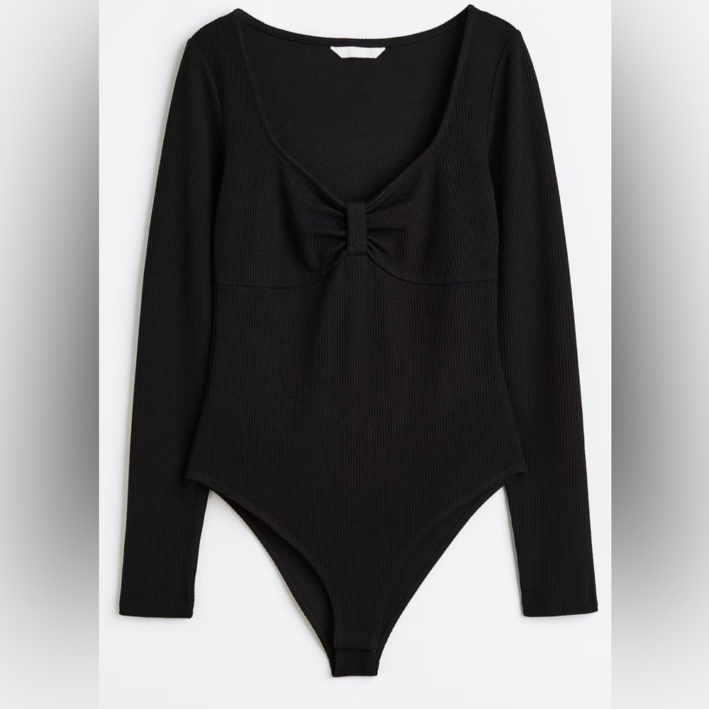 H&M Ribbed Jersey Bodysuit- Black/ Size Small - Picture 1 of 6